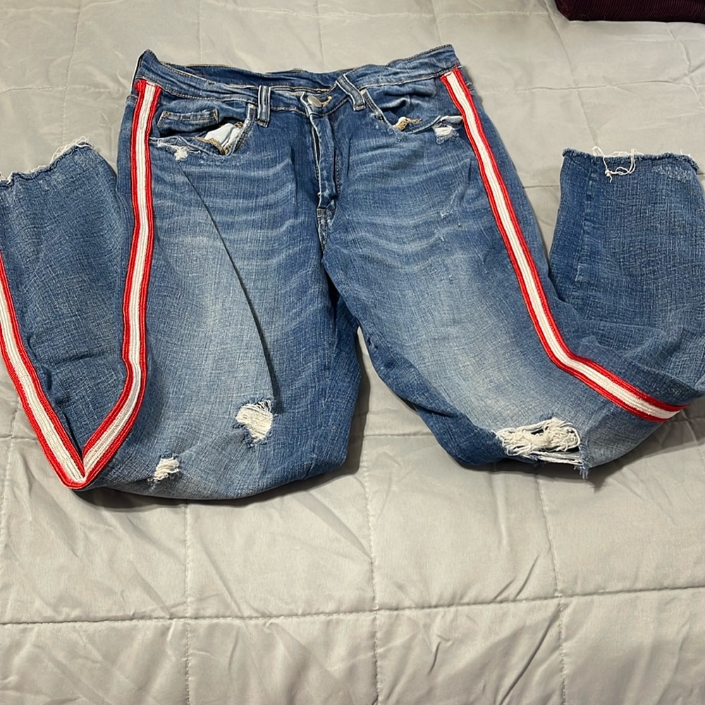 Blank NYC Women's The Rivington Distressed Straight Leg Jeans Blue Size 27